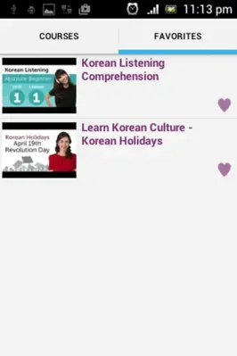 Korean Courses android App screenshot 2